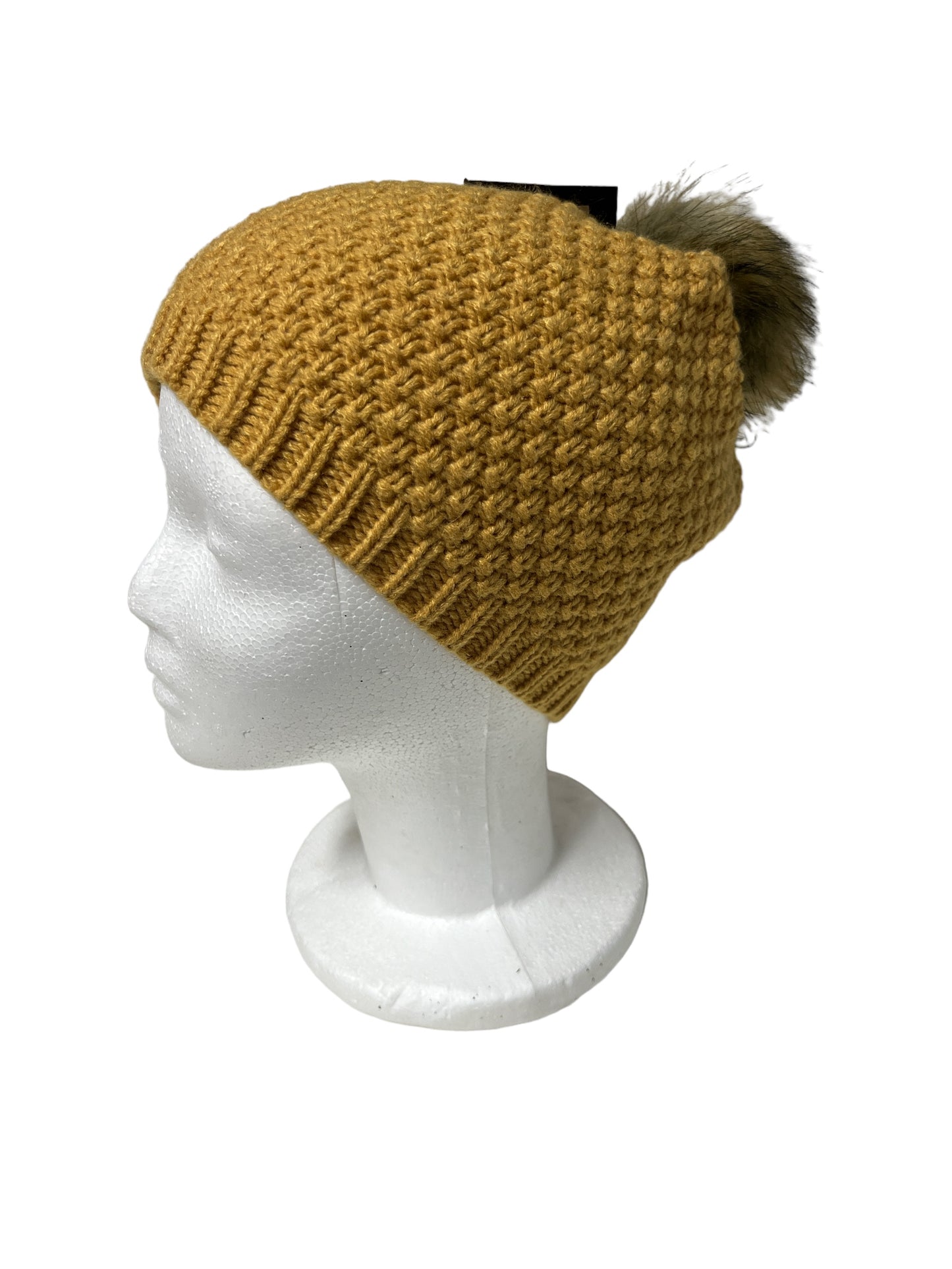 Elegante warme Strickmütze mit Bommel