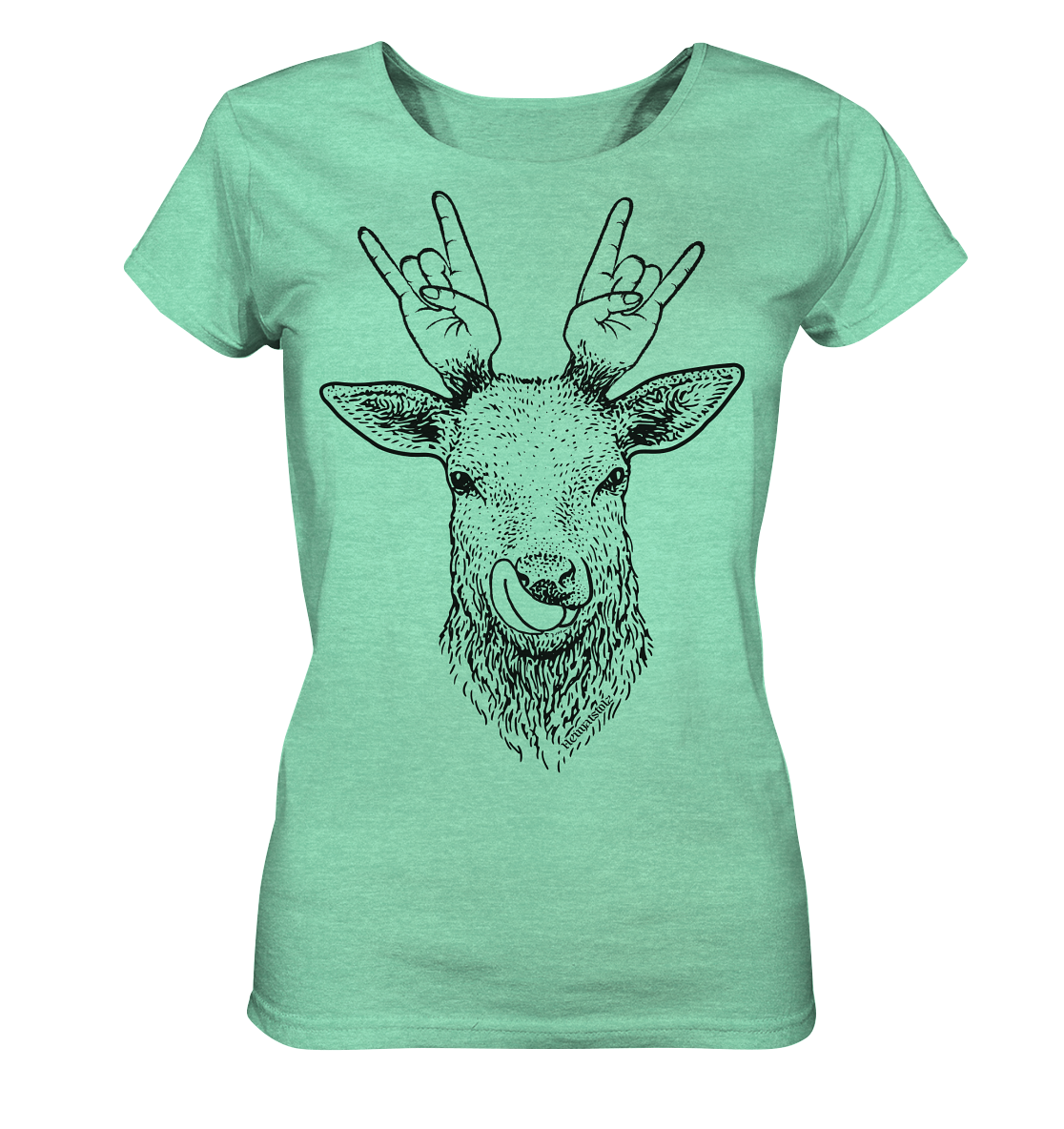 Da Hirsch rockt / Druck schwarz ORGANIC COLLECTION 23 - Ladies Organic Shirt (meliert)