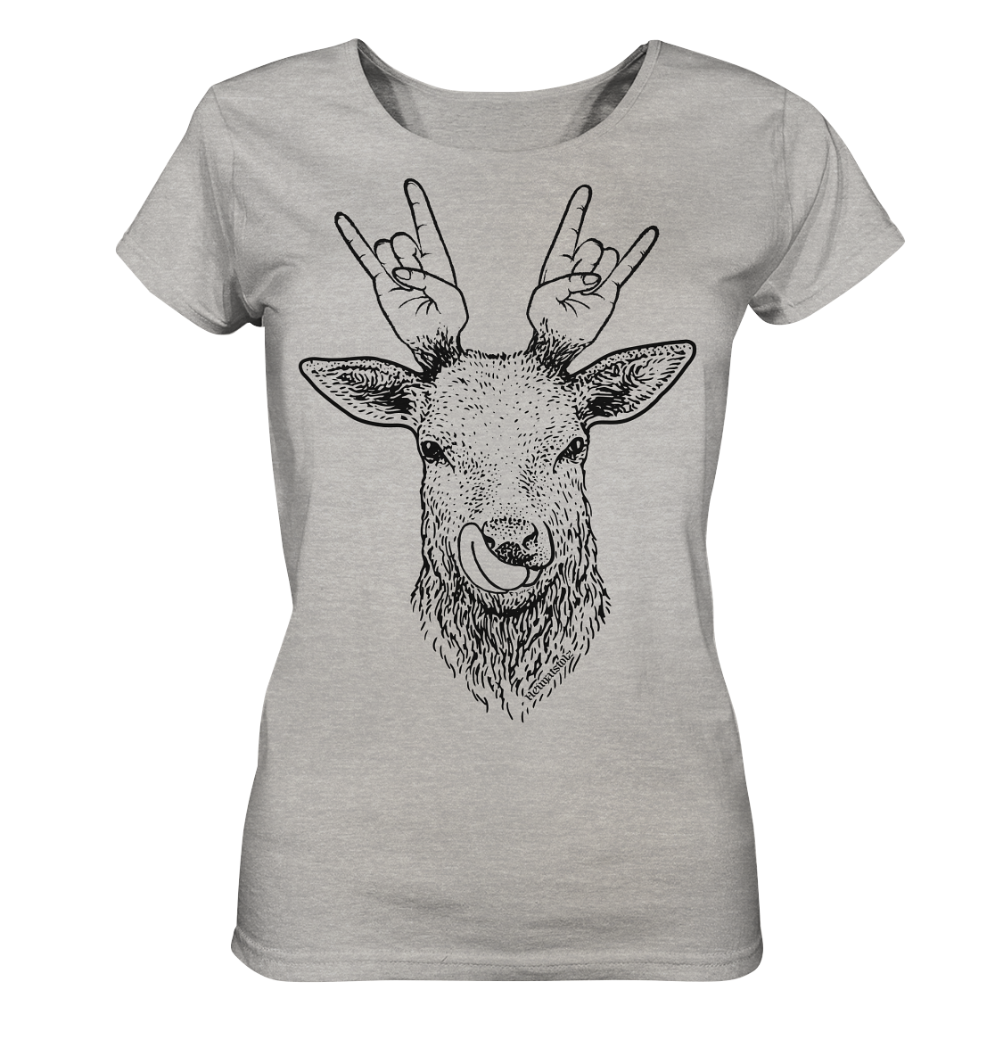 Da Hirsch rockt / Druck schwarz ORGANIC COLLECTION 23 - Ladies Organic Shirt (meliert)