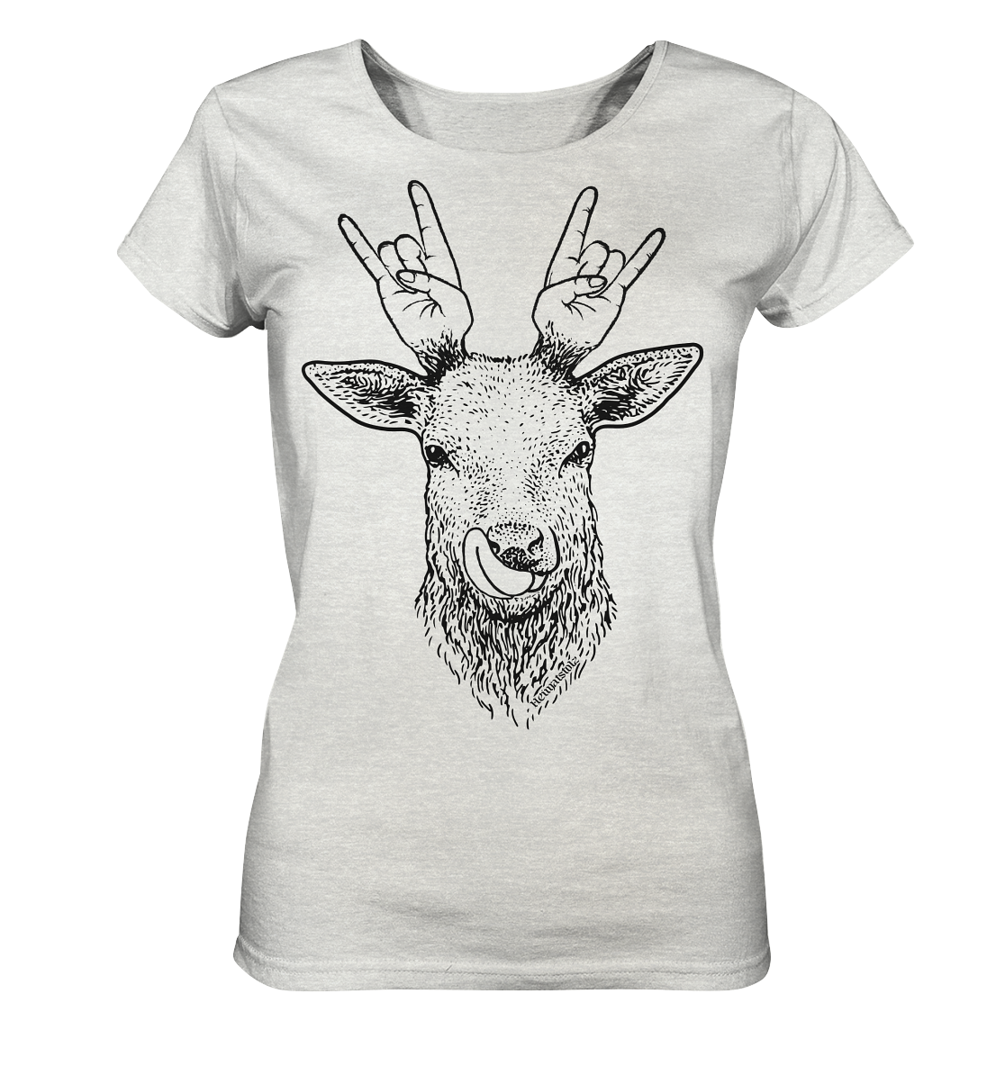 Da Hirsch rockt / Druck schwarz ORGANIC COLLECTION 23 - Ladies Organic Shirt (meliert)