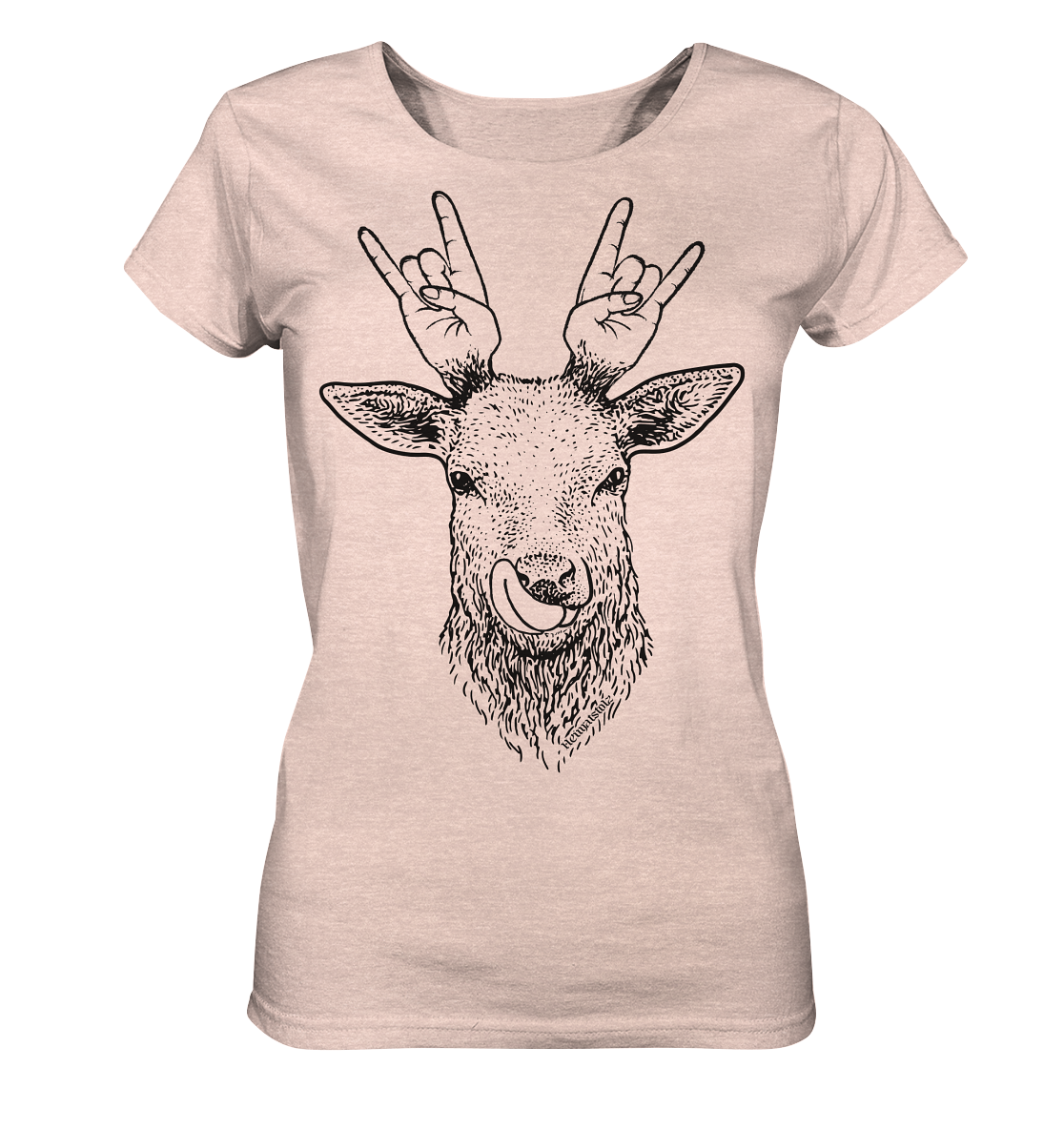 Da Hirsch rockt / Druck schwarz ORGANIC COLLECTION 23 - Ladies Organic Shirt (meliert)