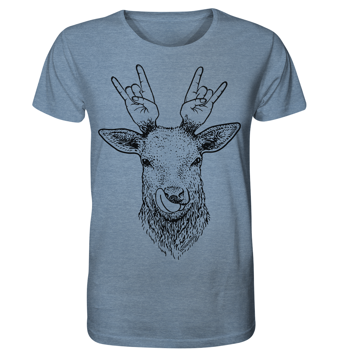 Da Hirsch rockt / Druck schwarz ORGANIC COLLECTION 23 - Organic Shirt (meliert)