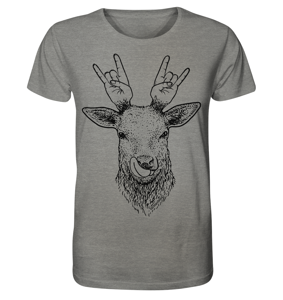 Da Hirsch rockt / Druck schwarz ORGANIC COLLECTION 23 - Organic Shirt (meliert)