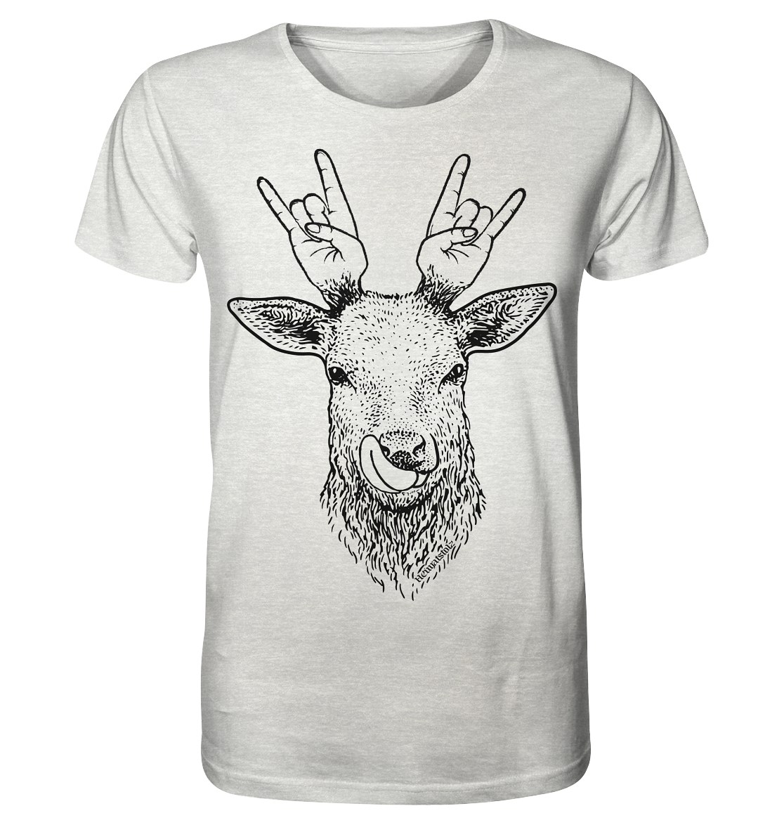 Da Hirsch rockt / Druck schwarz ORGANIC COLLECTION 23 - Organic Shirt (meliert)