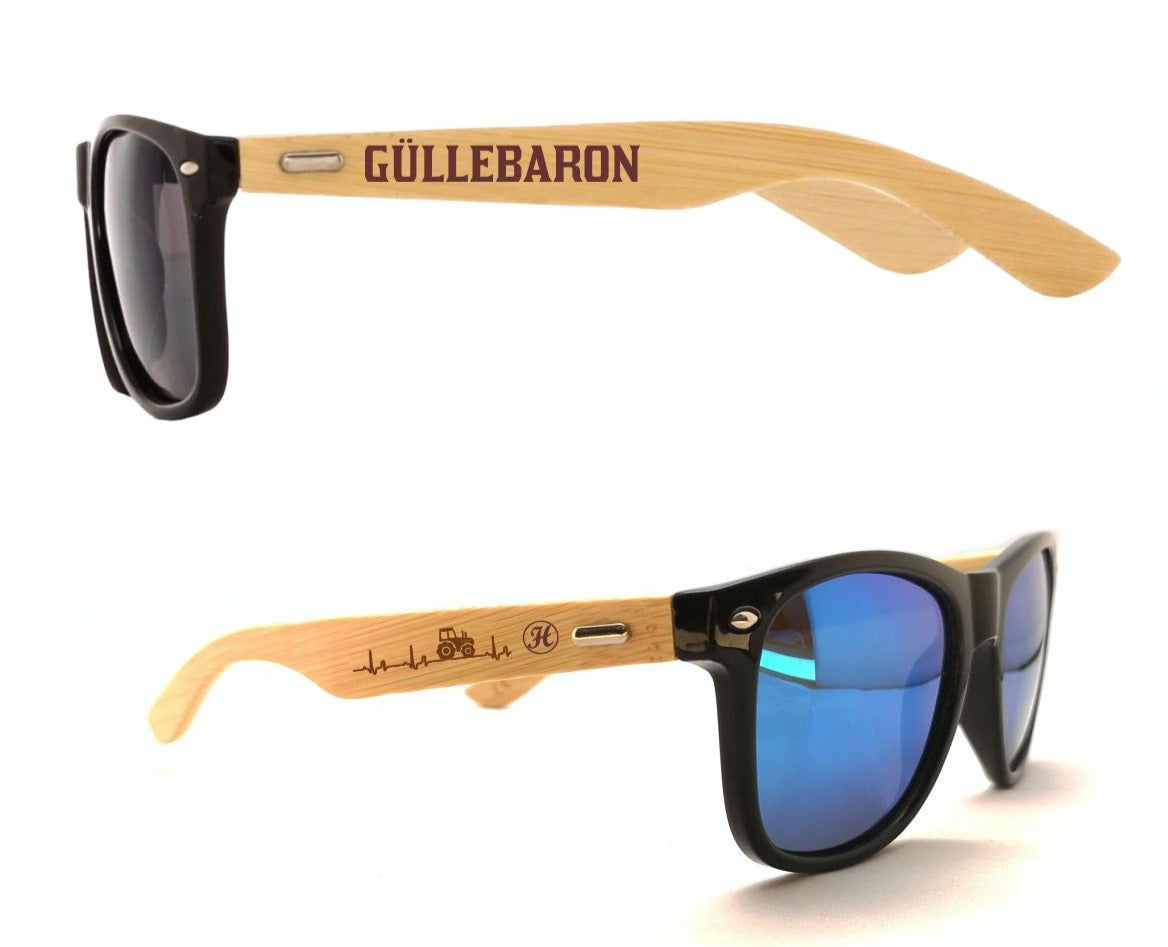 Güllebaron Herzschlag Traktor - Sonnenbrille mit Lasergravur und Etui