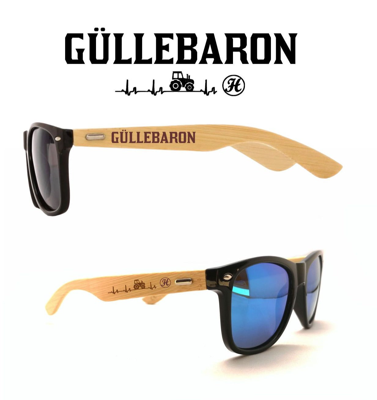 Güllebaron Herzschlag Traktor - Sonnenbrille mit Lasergravur und Etui