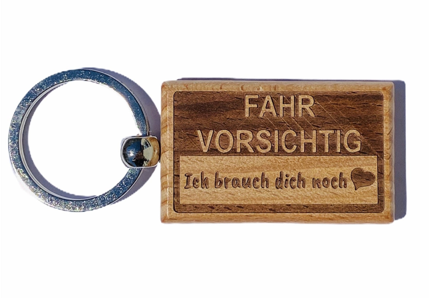 Fahr vorsichtig! Schlüsselanhänger Buchenholz