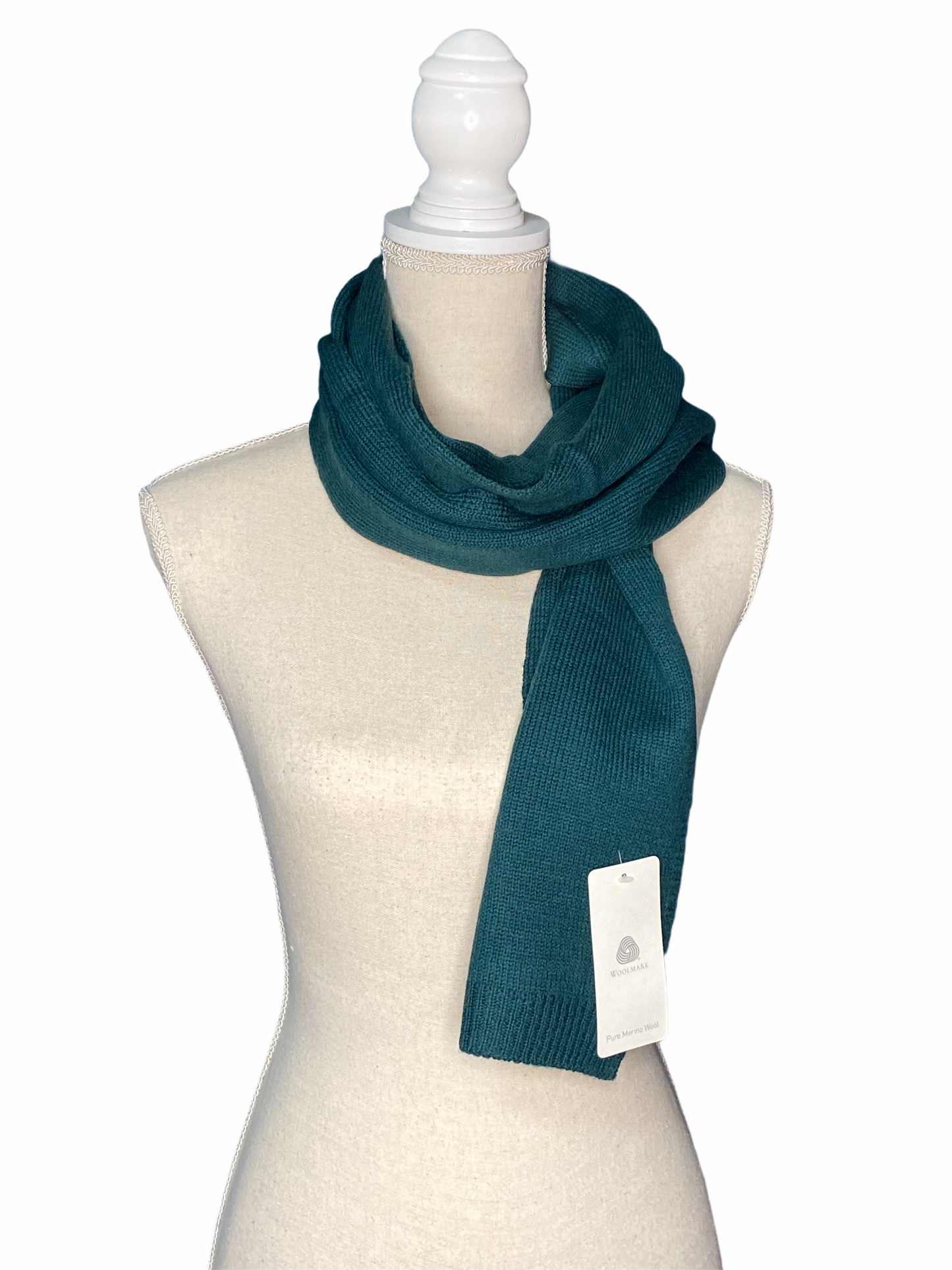 Eleganter Merino Wolle Strick Schal in Forest Grün