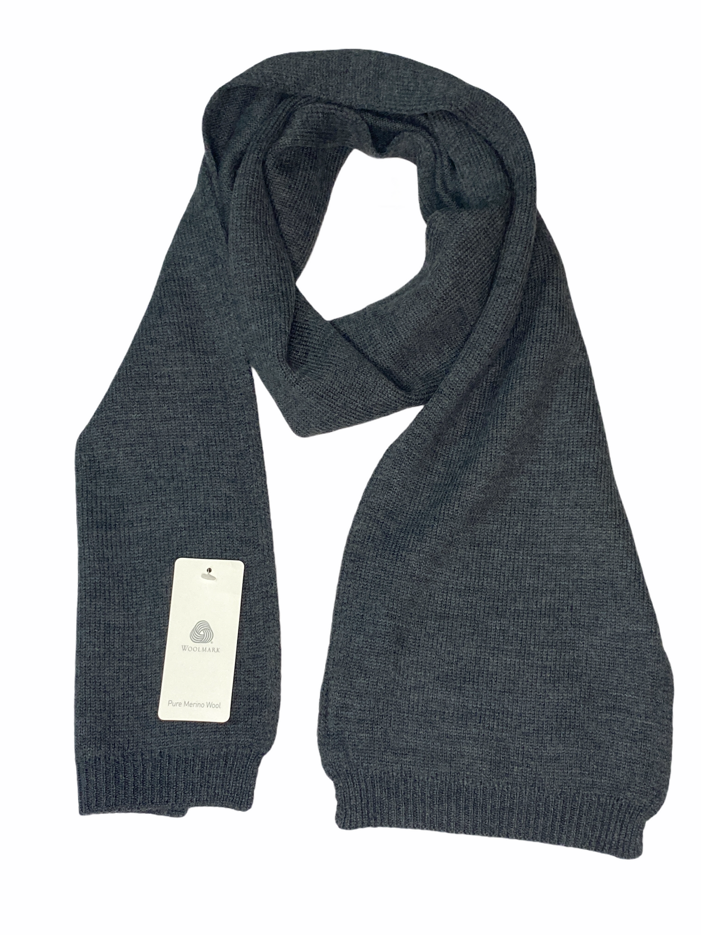 Eleganter Merino Wolle Strick Schal in Anthrazit