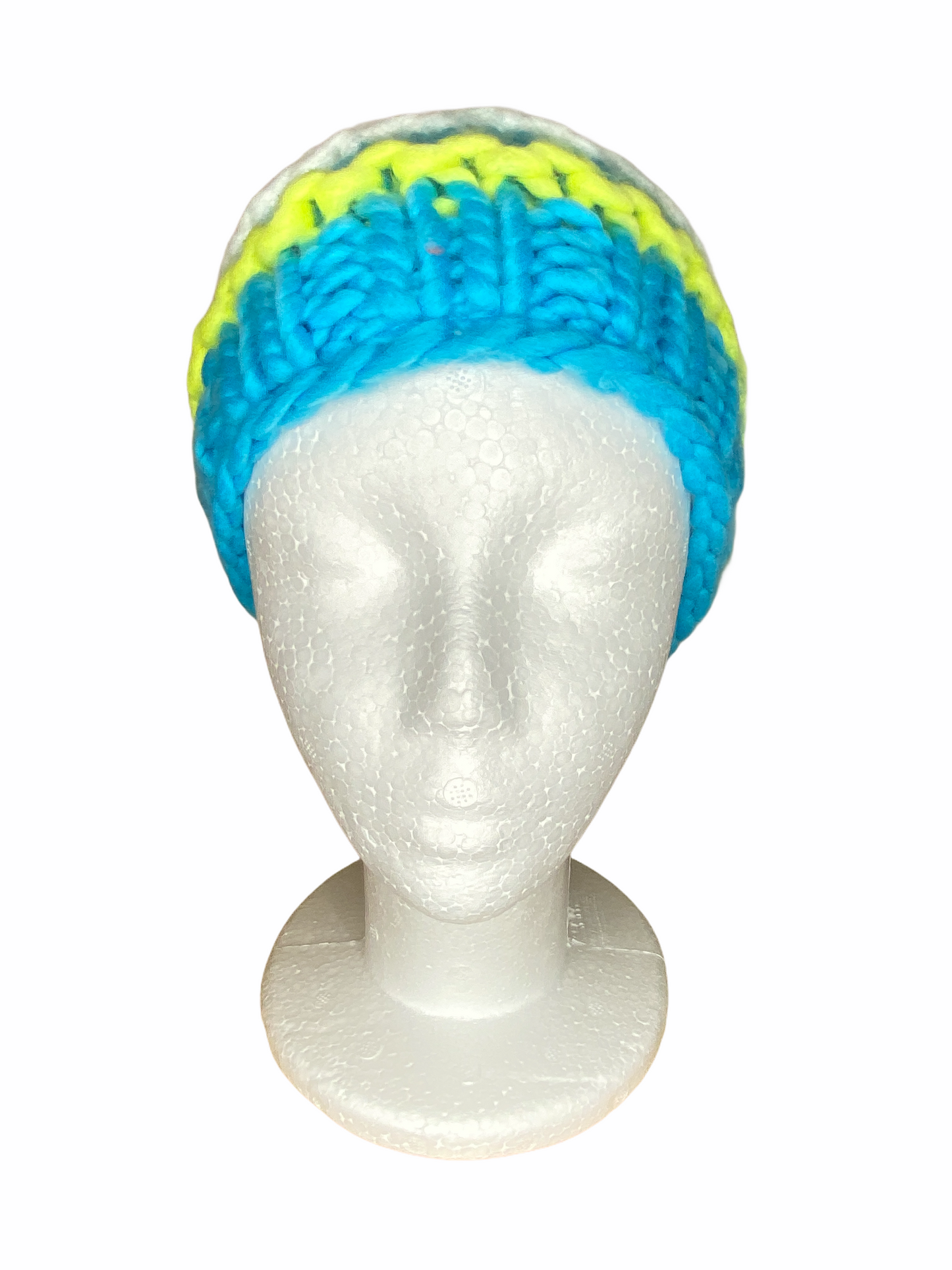 Bunte Kinderstrickmütze 5 Jahre bis 10 Jahre mit Bommel