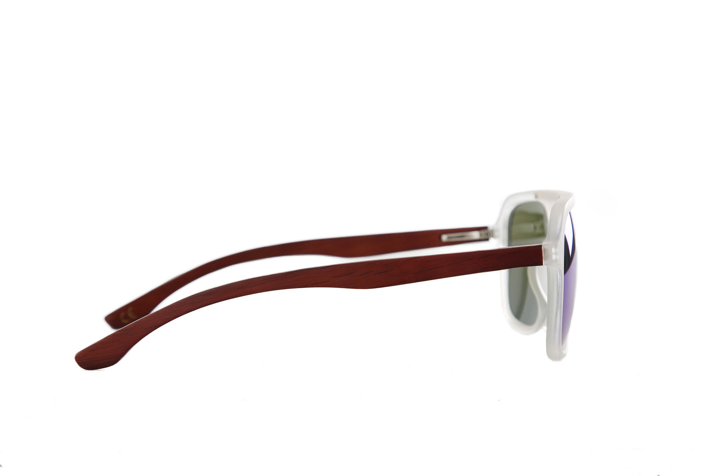 Holz Sonnenbrille Main mit Bügeln aus Mammutbaum Holz, blau verspiegelten Gläsern und transparenten Rahmen