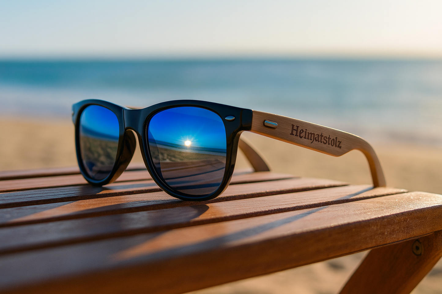 Personalisierbare Sonnenbrille Donau schwarz mit Etui und Tüchern für die Brille