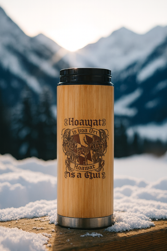 Bambus Thermoskanne mit Lasergravur -Hoamat is koa Ort