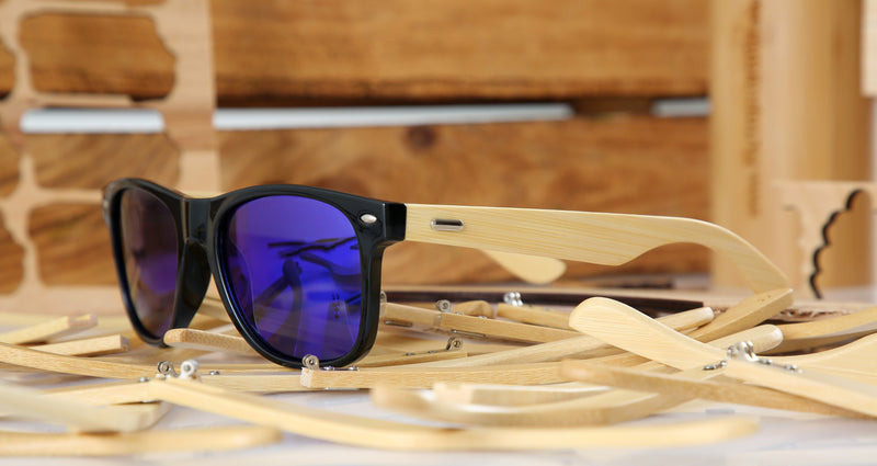 Ersatzgläser Blau verspiegelt für die Standard Bambus Sonnenbrille