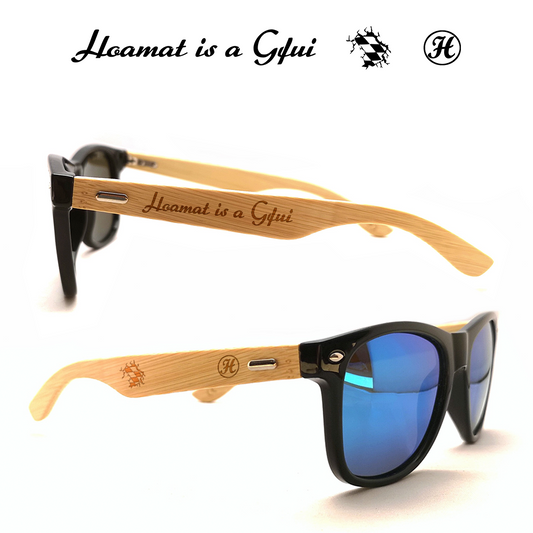 Hoamat is a Gfui - Unisex schwarz Sonnenbrille mit Lasergravur